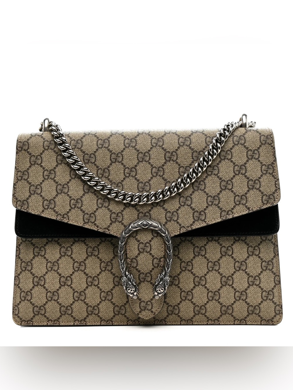 Gucci Beige GG Supreme Dionysus Crossbody with Black Trim